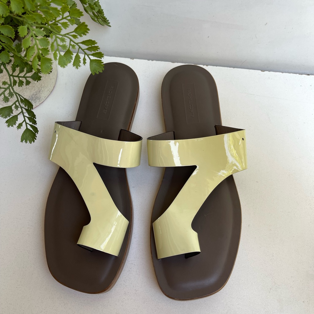 Rachel Comeylark Sandals Lime Patent Leather Size 41 Brand New
